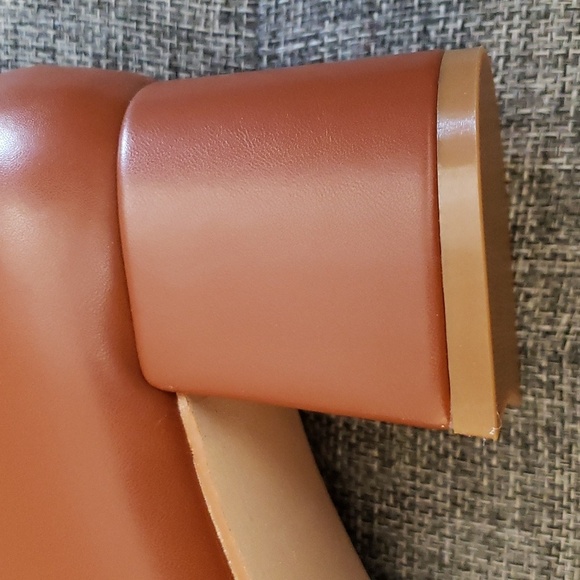 Coutgo Chunky Heel Round Toe Side Zip Metal Buckle Ankle Boots in Brown Size 9.5 - Picture 7 of 9